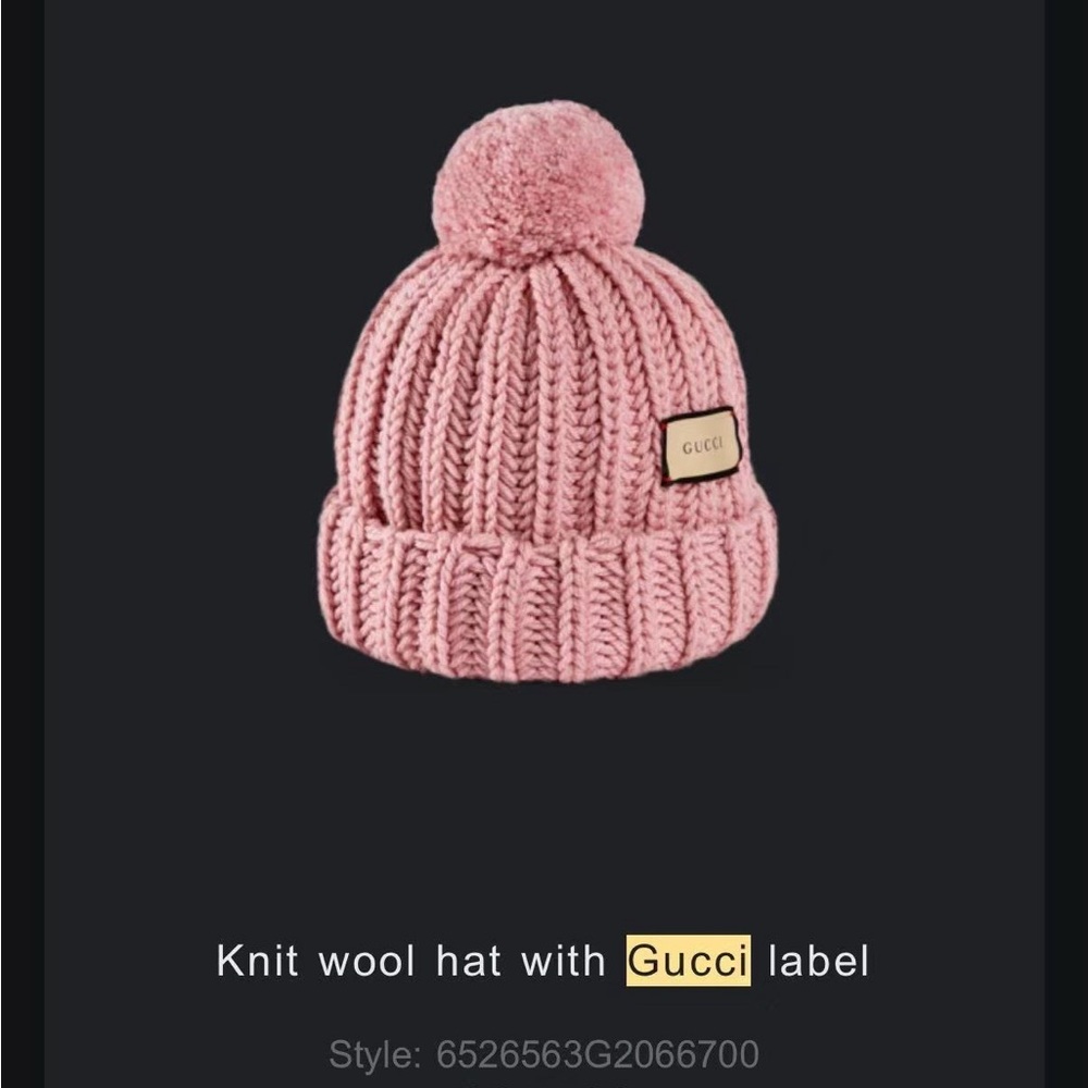 Gucci Pink Knit Wool Hat beanie
